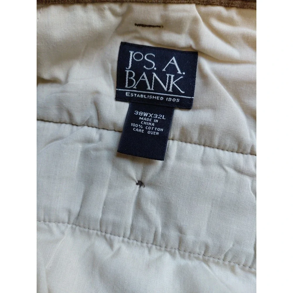 90's Jos. A Bank Wide Whale Corduroy Brown Flat Front Classic Trouser Pant 38x32